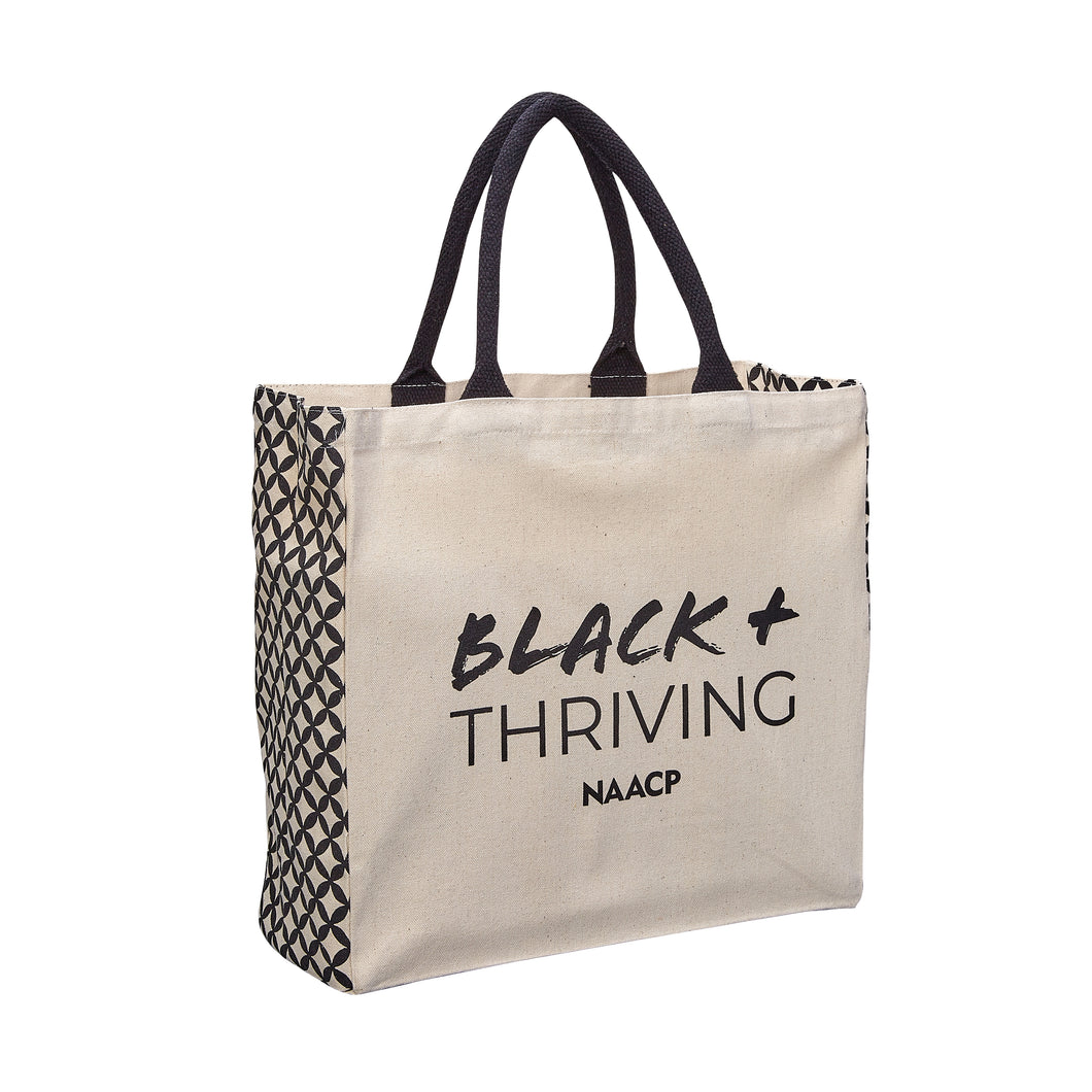 Black Thriving Canvas Tote