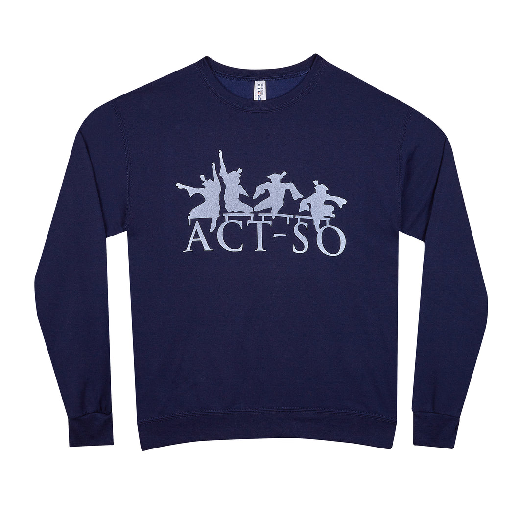 ACT-SO-navy sweatshirts with silver print logo