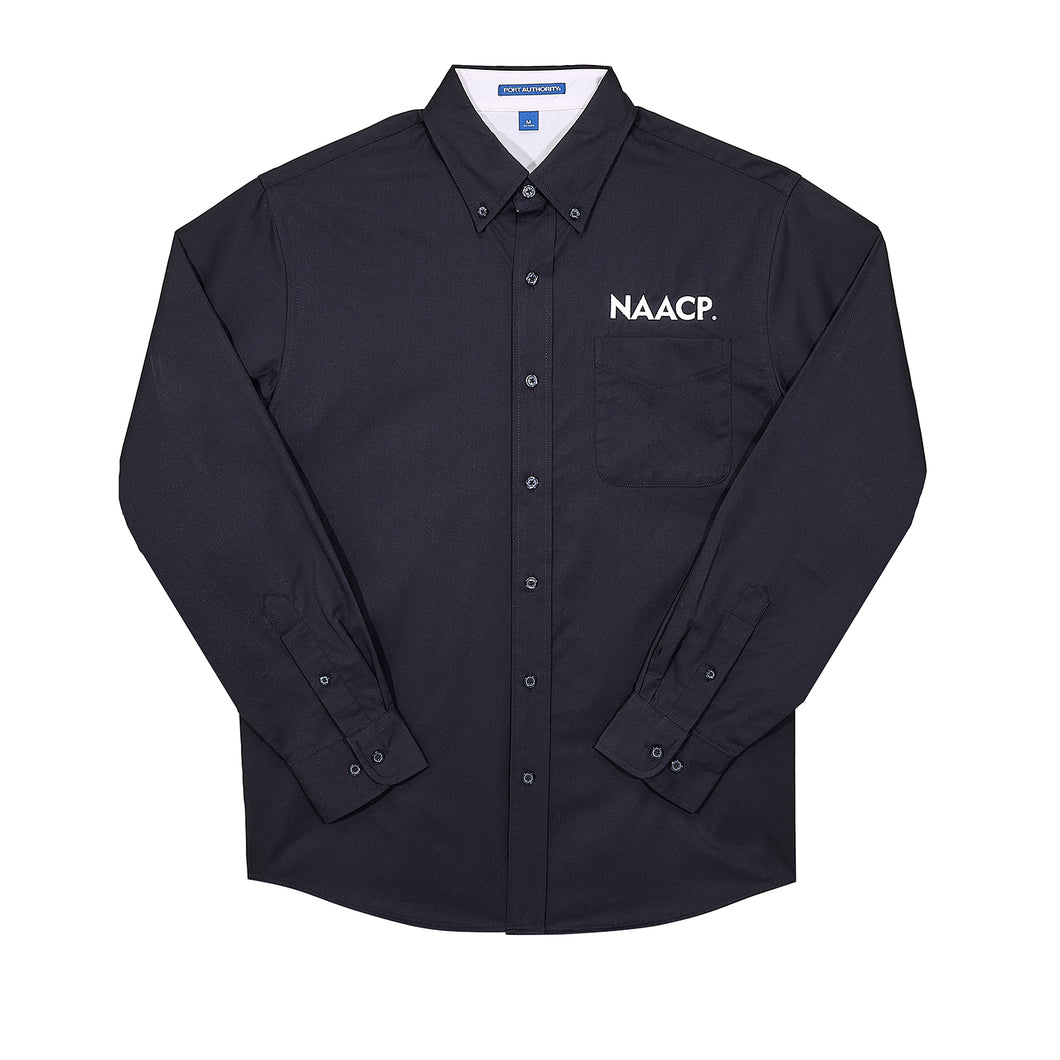 Long Sleeve Button Done Shirt with NAACP Logo