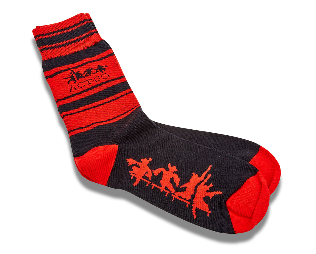 ACT-SO Crew Socks- Black/Red